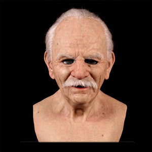 Old Man Mask Halloween Simulation Latex Human Wrinkle Face Mask