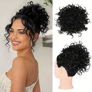 👩🏻‍🦱Elastic Drawstring Loose Short Curly Bun