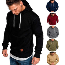 Load image into Gallery viewer, Loose Plain Lace Up Pullover Men&#39;s Hoodie with Pocket