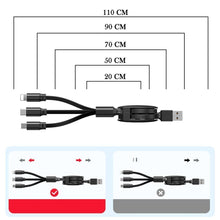 Load image into Gallery viewer, 3-1 Retractable charging cable for IOS, Micro and Type-c