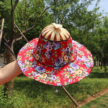 Load image into Gallery viewer, Bamboo Foldable Hand Fan Sun Hat