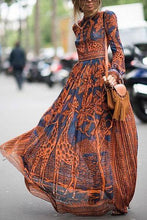 Load image into Gallery viewer, Best Chiffon Print Long-Sleeved Vintage Maxi Dress