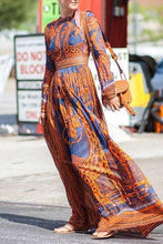 Load image into Gallery viewer, Best Chiffon Print Long-Sleeved Vintage Maxi Dress