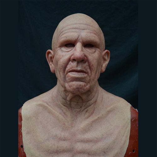 Old Man Mask Halloween Simulation Latex Human Wrinkle Face Mask