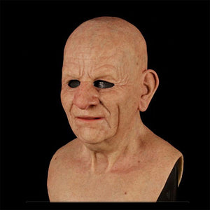 Old Man Mask Halloween Simulation Latex Human Wrinkle Face Mask