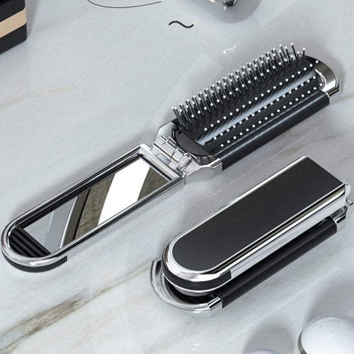 Travel Folding Mirror Hair Brush