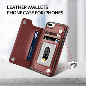 Leather Wallets Phone Case for iPhones, with card slots