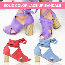 Load image into Gallery viewer, Casual Solid Color Lace Up High Heel Sandals