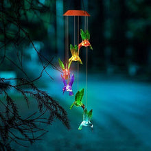 Load image into Gallery viewer, Color-Changing Solar LED Waterproof Hummingbird Wind Chimes