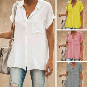 Women's Casual Short Sleeve Vintage Shirt