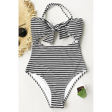 Load image into Gallery viewer, Pinstripe Halter One-Piece Swimsuit