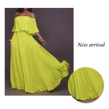 Load image into Gallery viewer, One-word Collar Pleated Maxi Prom Dress