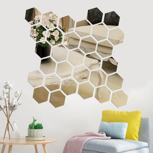 Hexagonal Mirror Wall Sticker