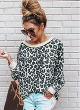 Load image into Gallery viewer, Leopard Streetwear Round Neckline Sweatshirts TOPS.FL