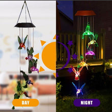 Load image into Gallery viewer, Color-Changing Solar LED Waterproof Hummingbird Wind Chimes