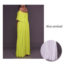 Load image into Gallery viewer, One-word Collar Pleated Maxi Prom Dress