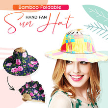 Load image into Gallery viewer, Bamboo Foldable Hand Fan Sun Hat