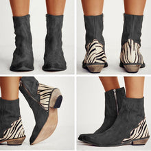 Load image into Gallery viewer, Casual Pointed Toe Zebra-Striped Boots