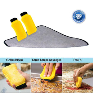 3-in-1 Silicone Cleaning Brush Scrub，Scrape & Squeegee