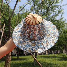 Load image into Gallery viewer, Bamboo Foldable Hand Fan Sun Hat