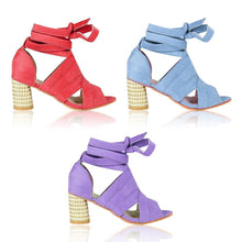 Load image into Gallery viewer, Casual Solid Color Lace Up High Heel Sandals