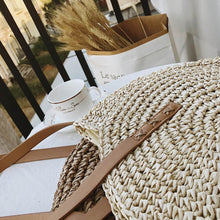 Load image into Gallery viewer, Hand Woven Round Ladies Bohemian Summer Straw Beach Bag