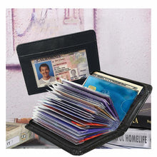 Load image into Gallery viewer, Black Leather Fraud Protector Card Case