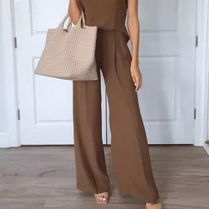 Crepe Pleated Pants