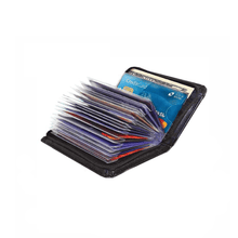 Load image into Gallery viewer, Black Leather Fraud Protector Card Case